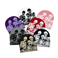 Bas quantité minimale de commande fabricants de bonnets personnalisés partout impression Jacquard Y2K gothique sans manchette pli sans manchette hiver crâne casquette tricot chapeau avec Logo