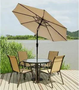 Beach bed lounge custom printed beach table aluminum market patio umbrella w/crank sunshade umbrella parasol in garden