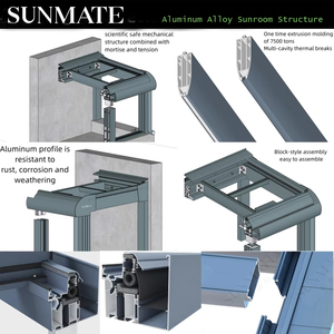 Véranda en <span class=keywords><strong>aluminium</strong></span> et verre toutes saisons, toit plat et design moderne de haute qualité, installation facile, utilisation en extérieur et en véranda, jardin d'hiver - Product Image 2