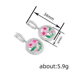 Orecchini pendenti romantici a forma di fiore per donna, placcati in argento, con cristalli e strass, taglio rotondo brillante, gioielli da festa alla moda. - Product Image 6