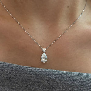 Collar de Plata de Ley 925 con Colgante de Moissanita en Forma de Pera, Colgante Solitario en Forma de Lágrima, Joyería para Regalo de Boda o Fiesta - Product Image 1