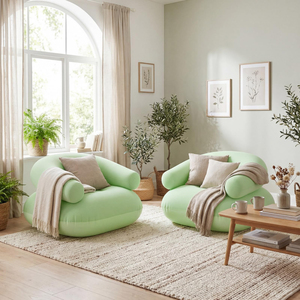 Leisure <b>Inflatable</b> Lazy <b>Sofa</b> Flocking U-Shaped Design Outdoor Indoor Use PVC Material PP Cotton Filling Portable Single <b>Sofa</b> - Product Image 2