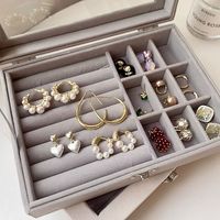 Boîte de rangement pour bijoux haut de gamme exquise - Étui compact tout-en-un pour boucles d'oreilles, bagues, bracelets, cadeau portable