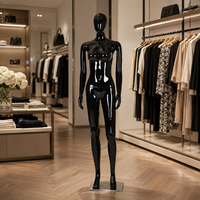 Glänzend schwarze weibliche Schaufensterpuppe, gesamter Körper, gesichtslos, aus PP, für Boutique-Bekleidungsgeschäfte, Schaufensterdekoration, Visual Merchandising