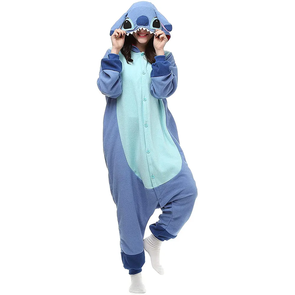 Volwassen Onesie <span class=keywords><strong>Animal</strong></span> Pyjama Halloween Cosplay Kostuums Party Wear Blue