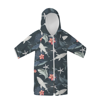 Vente en gros d'enfants gaufrés 100% microfibre serviette personnalisée zippée Surf serviette de bain Poncho manteau à langer pour les enfants