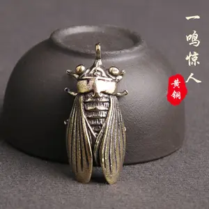 Pure brass do old striking cicada key chain pendant Jincicada transfer fortune pendant ground stalls wholesale