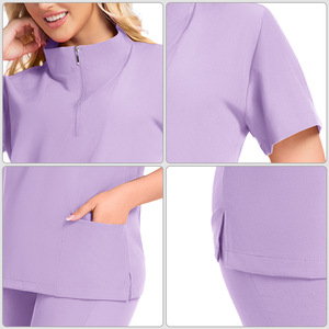 Women Scrub Uniform Set Moisture Wicking Split Design Lightweight Woven Fabric Hospital Workwear For Medical Nursing Summer Use - Product Image 2