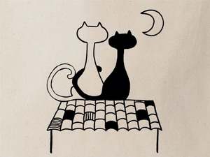 Bolsa de Mano de Algodón Reciclable para Mujer con Adorable Estampado de 2 Gatos en el Techo para Ir de Compras - Product Image 3