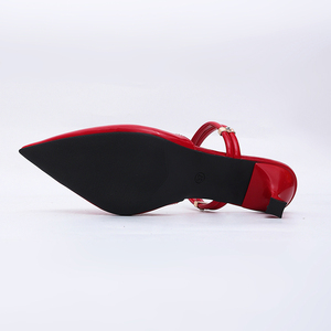 Nouvelles pantoufles sexy pour <span class=keywords><strong>femme</strong></span> à talons hauts, bout pointu, talon carré, en cuir verni brillant, avec deux lacets ronds et boucles 9670 - Product Image 6