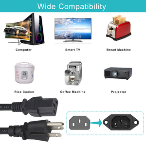NEMA Power Cord 5 15P to IEC320 C13 13A 125V 16AWG SJT 3 Prong US AC Adapter Lead Desktop <b>Printer</b> Kettle <b>Cable</b> RoHS Certified - Product Image 3