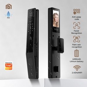Serrure de porte intelligente avec interphone vidéo, reconnaissance faciale et d'empreintes digitales, application Tuya, étanche IP65, déverrouillage par reconnaissance de la paume, en alliage d'aluminium - Product Image 1