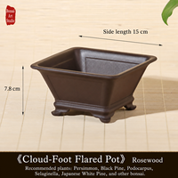 Pot de fleurs carré en résine de style chinois avec plusieurs trous de drainage, jardinière pour usage domestique pour les plantes succulentes, les cactus, les bonsaïs