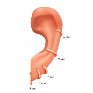 Boucles d'oreilles manchette tendance en or rose 6 7 8 9 mm avec cristaux et strass sertis, bijoux de mode unisexe - Product Image 1