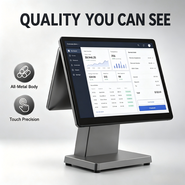 15.6 Inch Android Tablet Pos Terminal Custom Metal Base Touch Screen Cash Register System for Convenience Shop