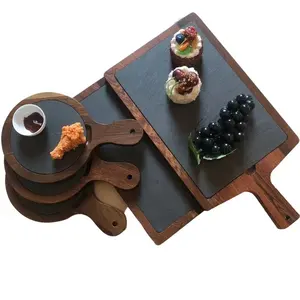 Various shape Custom Logo Black Slate Wooden Cutting Board