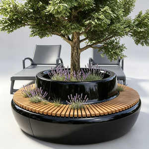 B048 Banc d'attente pour patio, cour, jardin, parc, bassin, espace public, <span class=keywords><strong>aménagement</strong></span> paysager, place commerciale, avec emplacement pour arbre - Product Image 3