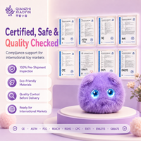 Peluche AI Raton Laveur Violet avec Vibration, Capteur Tactile, Réplique Vocale, Mémoire Longue Durée, Plus de 50 Langues, Yeux LED, WiFi 2.4G