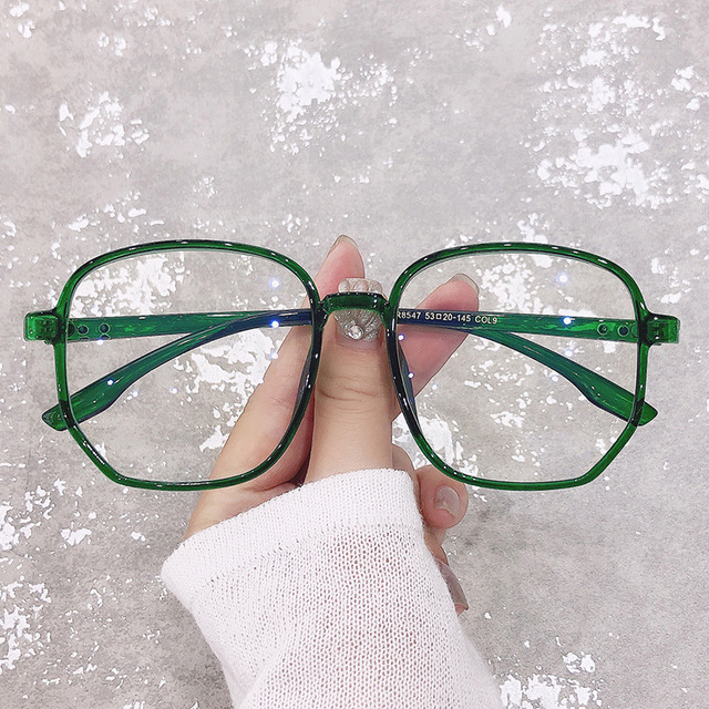 Anti-blue Light Glasses Women Large Full Rim Rectangular Frames Faces Men Korean Version Trendy Plain Makeup Instagram