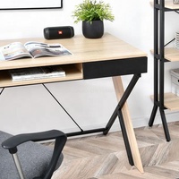 Table d'écriture en bois au design moderne, 2 pièces, avec étagères, bureau d'étude