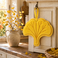 Jolie serviette de toilette douce en peluche motif feuille d'érable jaune pour cuisine et salle de bain, vente en gros, personnalisable