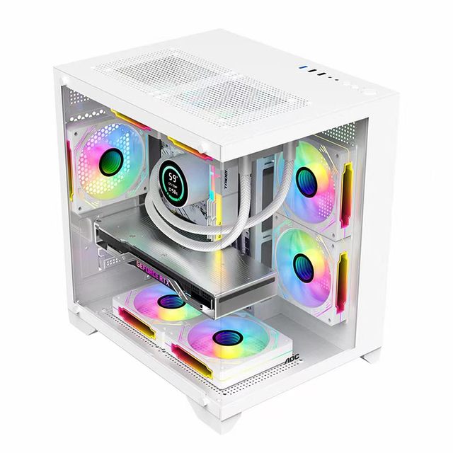 AOC Black Full View Server MicroATX Full Tower PC Case 340x270x370mm with 7x120mm Fan Support ATX PSU 160mm Max Stock