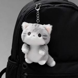 Gray Cat Plush <b>Toy</b> Pendant <b>Soft</b> Polyester <b>Stuffed</b> Animal Backpack Charm Healing Gift for 14+ Unisex - Product Image 2