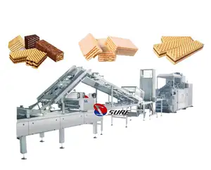 Linha de produção automática para fazer biscoitos waffle e wafers, máquinas para fazer lanches