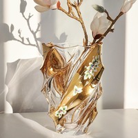 Vas Kaca Kristal BOHEMIA Impor Baru dari Ceko, Buatan Tangan dengan Enamel Emas, Gaya Eropa, Hiasan Dekorasi Rumah