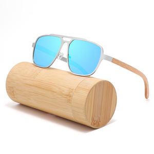 2025 nouvelle mode haute qualité lunettes de soleil en bambou polarisées à la main UV400 lentille lunettes de soleil en gris et or cadres pour hommes - Product Image 5