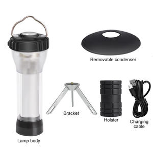 Linterna de camping LED portátil, luz exterior recargable por USB con soporte y funda para camping - Product Image 1
