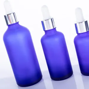 15ml 30ml 50ml 100ml Frosted Blue Essential Oil Glass Bottle With Dropper