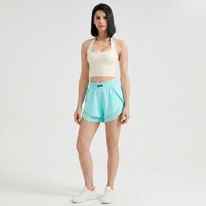 Wholesale Women's Halter Ruched Back Yoga Tank <b>Top</b> Square Neck Padded <b>Backless</b> Sports Crop <b>Top</b> Slim Fit Breathable Activewear - Product Image 5