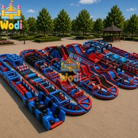 Wahana Lompat Inflatable Parkiukour Terlaris, Lintasan Rintangan Inflatable 5k, Kastil Bouncy Inflatable Indoor untuk Anak-anak