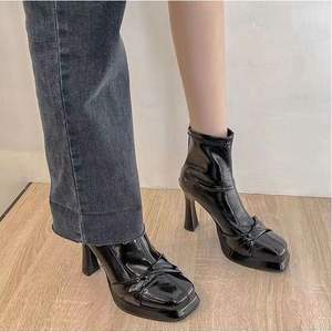 Zapatos de Novia Mary Jane con Tacón Cuadrado y Correa Cruzada Francesa, de Cuero Premium, Antideslizantes, Estilo Retro, Nueva Colección Otoño-Verano - Product Image 5