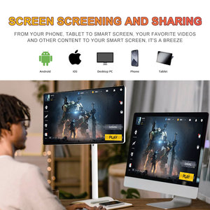21.5 Inch Custom Made LED HDTV LCD Smart <b>TV</b> Rechargeable Portable Touch Moving Screen With Wheels Speaker for Gym Gaming Standby - Product Image 6