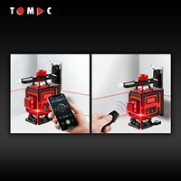Niveau laser vert TOMAC 4D 16 lignes 360° avec contrôle par application, tours laser amovibles et nettoyables, écran LCD, batterie 2400 mAh