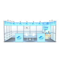 Stand d'exposition modulaire 10x20 pieds avec panneaux rainurés, portable, pour salle de stockage et stand de salon professionnel