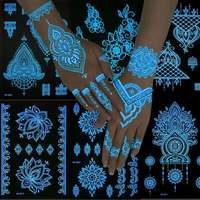 Autocollants de tatouage au henné temporaire blanc indien écologiques jetables en gros, imperméables pour le visage et le corps