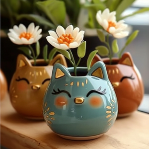 Creative Gat British Shorthair vaso di fiori in ceramica simpatico animale succulento <span class=keywords><strong>Mini</strong></span> vaso decorativo rotondo disponibilità all'ingrosso - Product Image 5