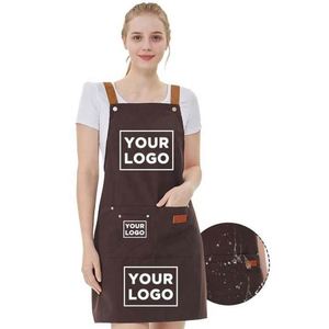 Tablier de cuisine en toile imperméable personnalisable, résistant à l'huile et réglable pour serveur, charpentier et barista, lavable, avec poches pour outils - Product Image 2