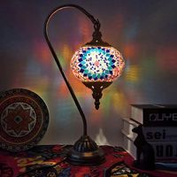 Kit de lampe mosaïque turque LED E14 à brancher, en verre et fer, fait main, pour la décoration intérieure - Grande Vente