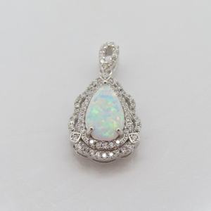 Colgante de ópalo blanco tallado en pera de plata de ley, joyería de plata, ópalo australiano - Product Image 2