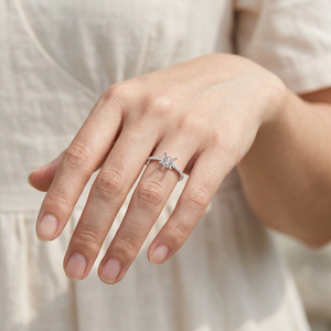 Anillo de Diamantes Naturales Reales de Oro Blanco Sólido de 18K con Diseño Hueco de Alta Calidad, Anillo Solitario Semi-Montado para Alianza de Boda de Mujer - Product Image 6