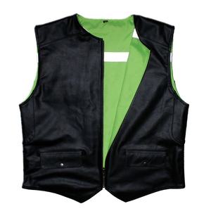 MANTEAU EN CUIR NOIR GILET RÉVERSIBLE MANTEAU COUPE-VENT ÉTÉ COTON REMBOURRAGE - Product Image 3