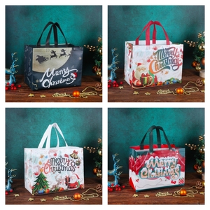 Promotion Custom Non Woven Cartoon Pattern Recycled Eco Laminated Reusable Durable Shoulder Strap Christmas Shopping <strong>Bag</strong> - Product Image 5