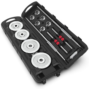Ensemble haltères et barre réglable 2 en 1 en fonte noire portable de 50 kg pour musculation avec étui - Product Image 5