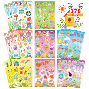 Autocollants Lapin de Pâques GF, 24 feuilles, pour paniers de Pâques pour enfants, décorations de classe pour enseignants, fournitures pour fêtes - Product Image 1