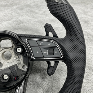 Volant sport en fibre de carbone forgé à fond plat en cuir pour <span class=keywords><strong>Audi</strong></span> A4 B8/B8.5/A6 C7/C7.5 <span class=keywords><strong>s</strong></span> <span class=keywords><strong>Line</strong></span> 2011-2017 LED - Product Image 4
