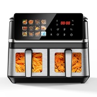 Friteuse à air numérique sans huile 10L à double panier en acier inoxydable, design exclusif, pour usage quotidien